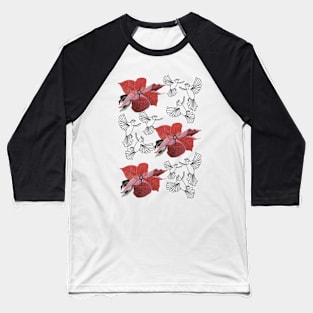 Birds In Flight & Poinsettia Baseball T-Shirt